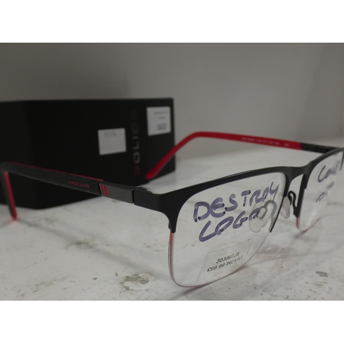 3090 - Pair of black Jaguar glasses with Police glasses case (33602 1189)   (223-162) * This lot is subject... 