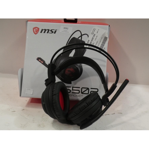 3092 - MSI Gaming Headset (DS502, S37-2100911-SV1)  (223-172) * This lot is subject to VAT