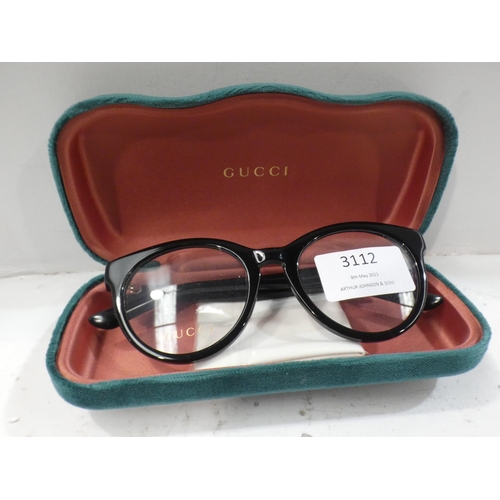 3112 - Pair of Gucci black glasses (Damaged/ Missing star gems) (GG0348O), RRP £170.78 + VAT   (223-62) * T... 