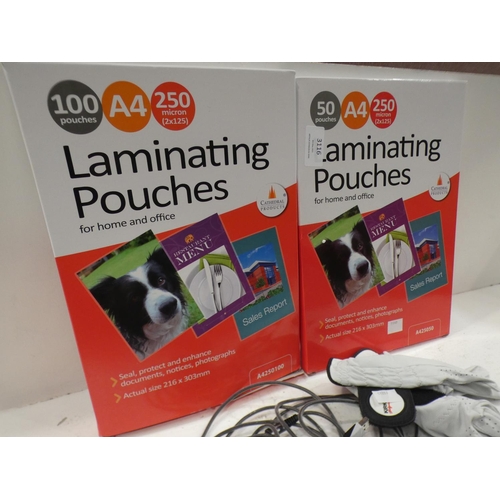 3116 - Juice Immortal Cables and Laminating Pouches and two KS golf gloves   (224-111, 114) * This lot is s... 