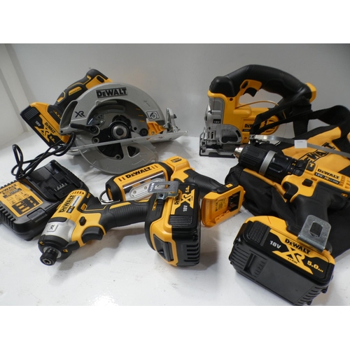 3145 - Dewalt 5 Piece Tool Kit (with charger and 3 x 5.0AH batteries) (DCK523P3T-GB), RRP £529.99 + VAT  an... 