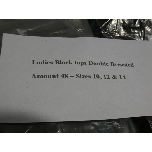 3156 - 48 Lady's black double breasted tops (mixed sizes 10/12/14)