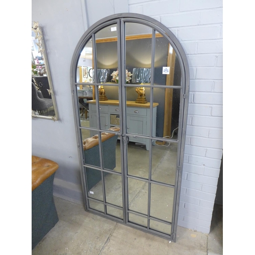 1486 - A large iron mirror in the style of an opening arched window, H170cms (MP1789)   #