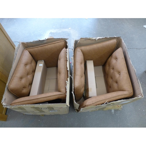 1593 - A set of four industrial tan studded back chairs (CH16-TAN)  * This lot is subject to VAT