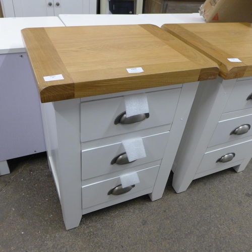 1606 - A Hampshire white painted oak large three drawer bedside table (KEL P03-82)  * This lot is subject t... 