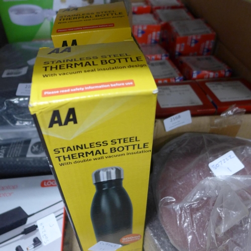 2165 - 2 Stainless steel thermal drinks bottles - unused