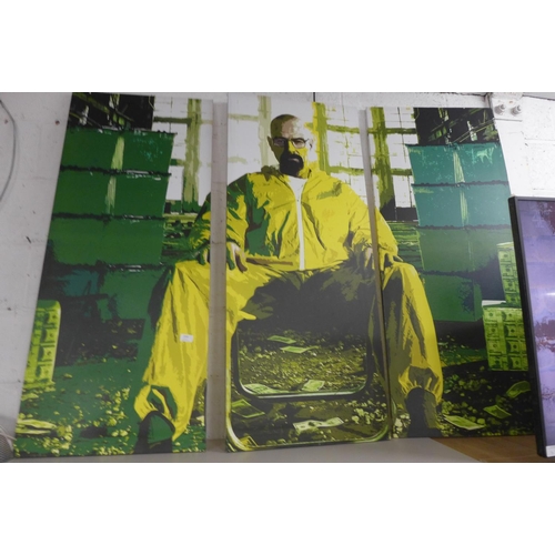 2202 - Breaking Bad Walter White three piece large canvas set (W 153cm x H 122cm)