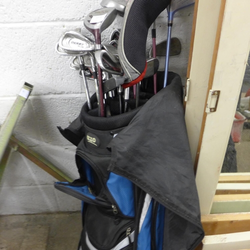 2273 - Izzo golf bag containing 4,5,6,7,8 Howson Derby plus irons 4,5,6,7,8,9, SW, Dunlop Tour irons and 5 ... 