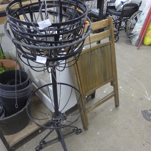 2288 - 5 Hanging baskets and plant stand