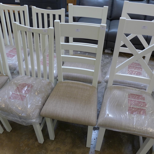 1640 - A pair of Chester white painted slat back dining chairs with fabric seat  * This lot is subject to V... 