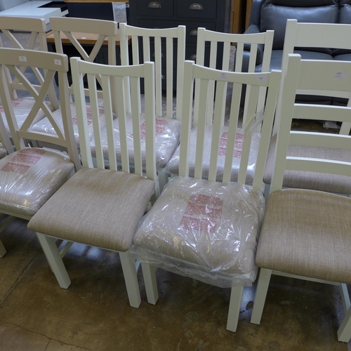 1641 - A set of four Gloucester white painted oak dining chairs with fabric seat (GA-CHF-W)  * This lot is ... 