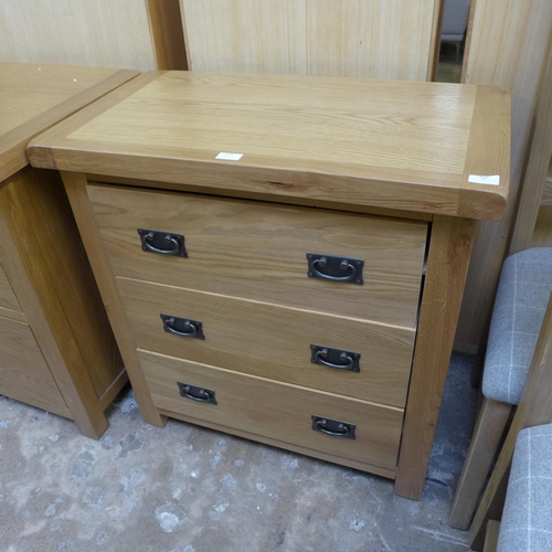 1654 - A Suffolk oak three drawer chest (TT-3DC-G)  * This lot is subject to VAT Damaged top drawer.