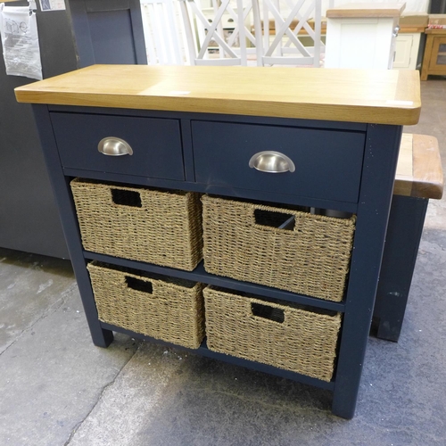 1656 - A Salisbury blue painted oak console table with baskets (LP-CONB-B)  * This lot is subject to VAT Da... 