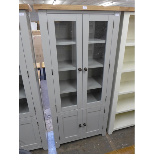 1674 - A Hampshire grey painted oak display cabinet (WXF P37)  * This lot is subject to VAT Damaged to fron... 