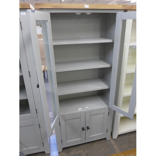 1674 - A Hampshire grey painted oak display cabinet (WXF P37)  * This lot is subject to VAT Damaged to fron... 