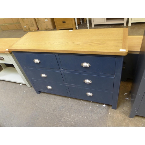 1712 - A Rutland blue painted oak six drawer chest  * This lot is subject to VAT