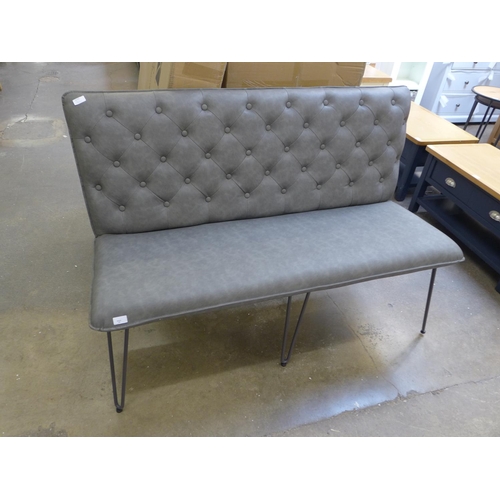 1715 - An industrial grey 140cm studded back bench (CH19-GR)  * This lot is subject to VAT