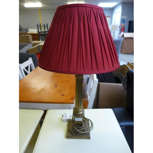 1746 - A Laura Ashley Corinthian table lamp with burgundy shade