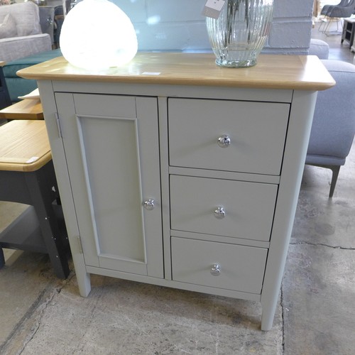 1533 - A Salisbury grey painted oak mini sideboard (LP-SMS-B)  * This lot is subject to VAT Damage to front... 