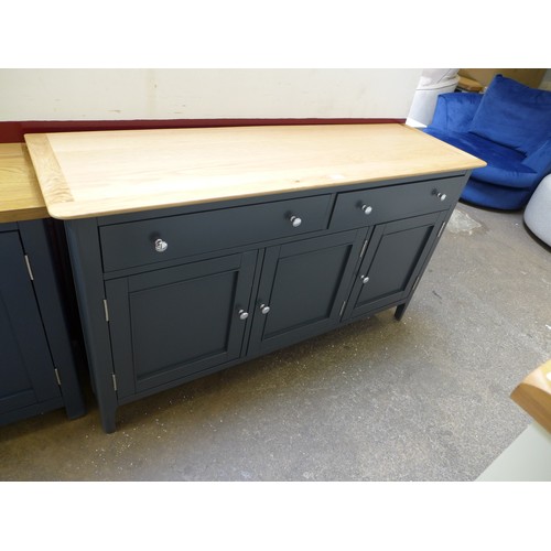 1542 - A Bergen blue painted oak three door, two drawer large sideboard (NTP-3DS-BL)  * This lot is subject... 