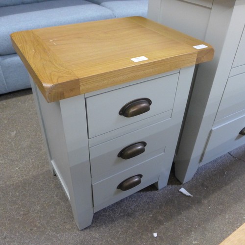 1561 - A Hampshire grey painted oak large three drawer bedside table (WXF P03)  * This lot is subject to VA... 