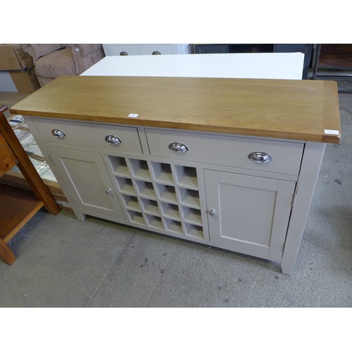 1747 - A Chester grey painted oak two door large sideboard with wine rack (NC-LS-W) * This lot is subject t... 