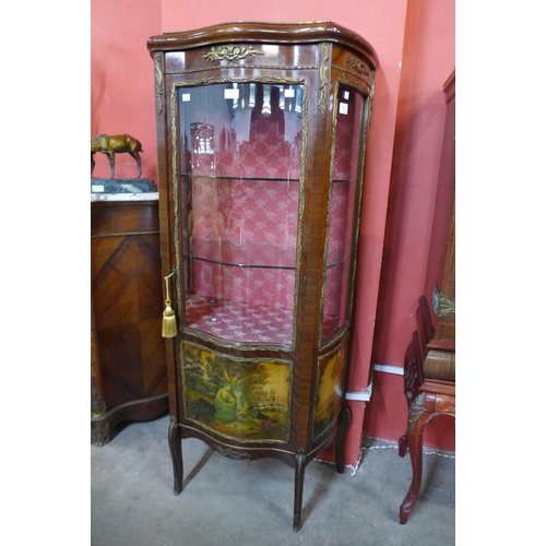 111 - A French Louis XV style mahogany and gilt metal mounted Vernis Martin vitrine