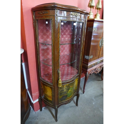 111 - A French Louis XV style mahogany and gilt metal mounted Vernis Martin vitrine