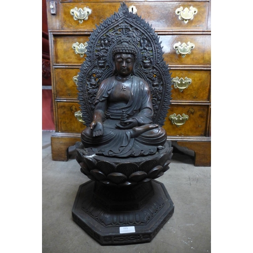 115 - A large oriental bronze figure of a seated deity