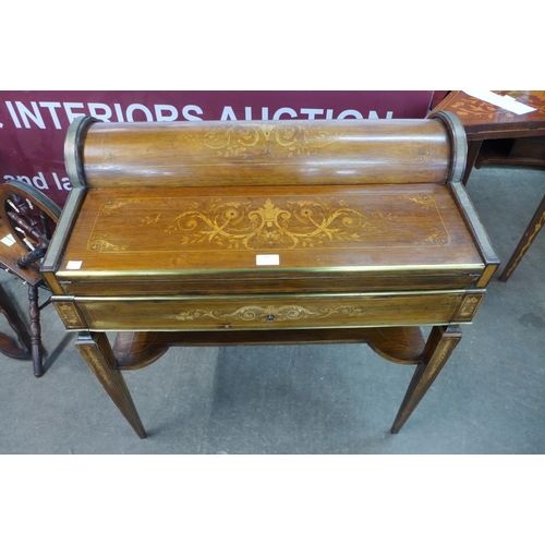 119 - A small 19th Century French rosewood and marquetry inlaid metamorphic bureau de dame