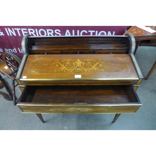 119 - A small 19th Century French rosewood and marquetry inlaid metamorphic bureau de dame