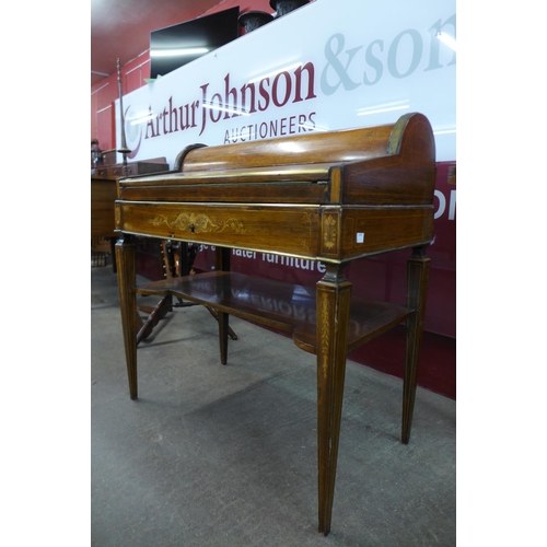 119 - A small 19th Century French rosewood and marquetry inlaid metamorphic bureau de dame