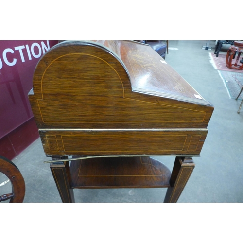 119 - A small 19th Century French rosewood and marquetry inlaid metamorphic bureau de dame