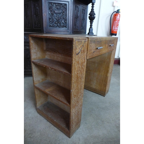 126 - An Art Deco Heals limed oak desk