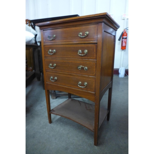 130 - An Edward VII inlaid mahogany music cabinet