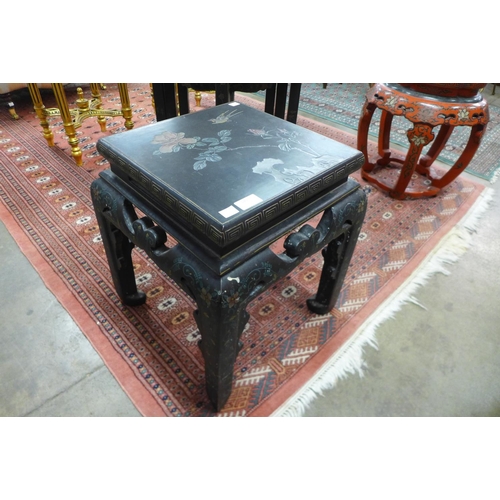 140 - A Chinese black lacquered chinoiserie occasional table