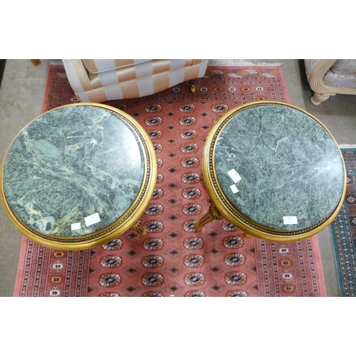 146 - A pair of French Louis XV style giltwood and marble topped jardiniere stands