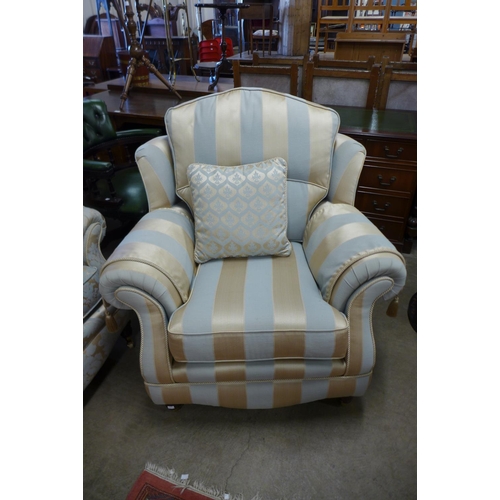 149 - A Regency style mahogany and fabric upholstered three piece suite