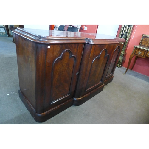 168 - A Victorian fitted mahogany breakfront sideboard