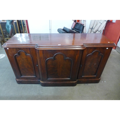 168 - A Victorian fitted mahogany breakfront sideboard