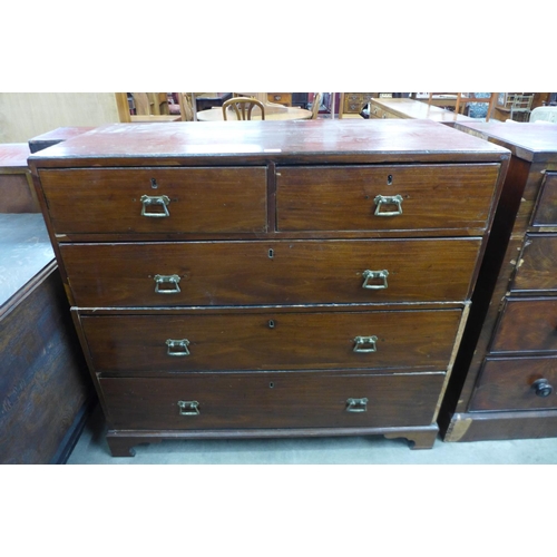 244 - A George III stained pine and mahogany chest of drawers and another, a/f