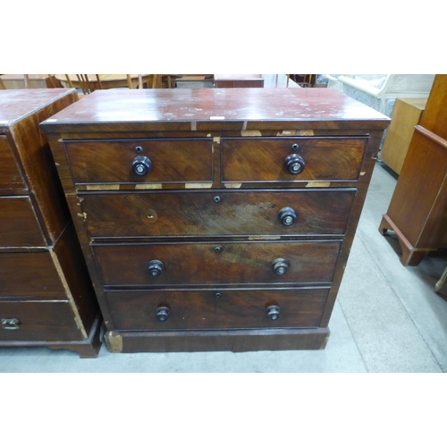 244 - A George III stained pine and mahogany chest of drawers and another, a/f