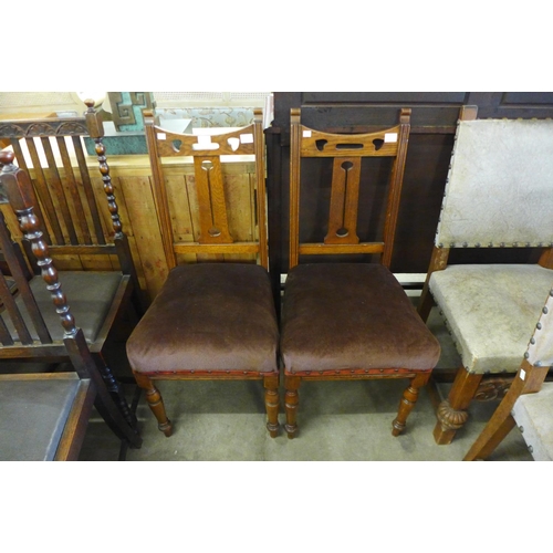 253 - Two Arts and Crafts mahogany dining chairs