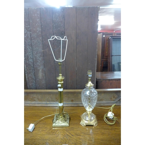 342 - Two brass table lamps