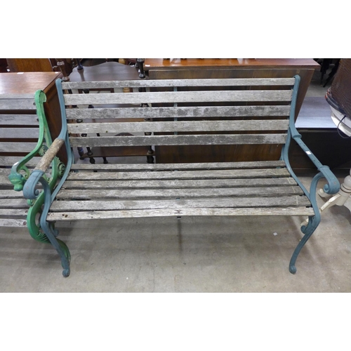 361 - Two cast iron ended garden benches