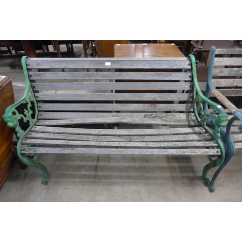 361 - Two cast iron ended garden benches