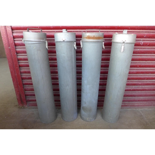 376 - Four metal cylindrical canisters