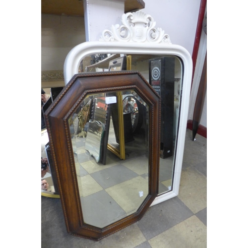 437 - An oak octagonal framed mirror and one other