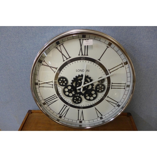 455 - A London skeleton circular wall clock