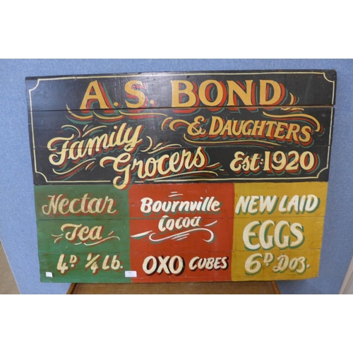 457 - A painted A.S. Bond & Daughters Family Butchers sign